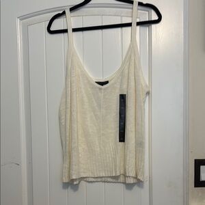 Banana Republic Cream Ribbed Sleeveless Tank Top